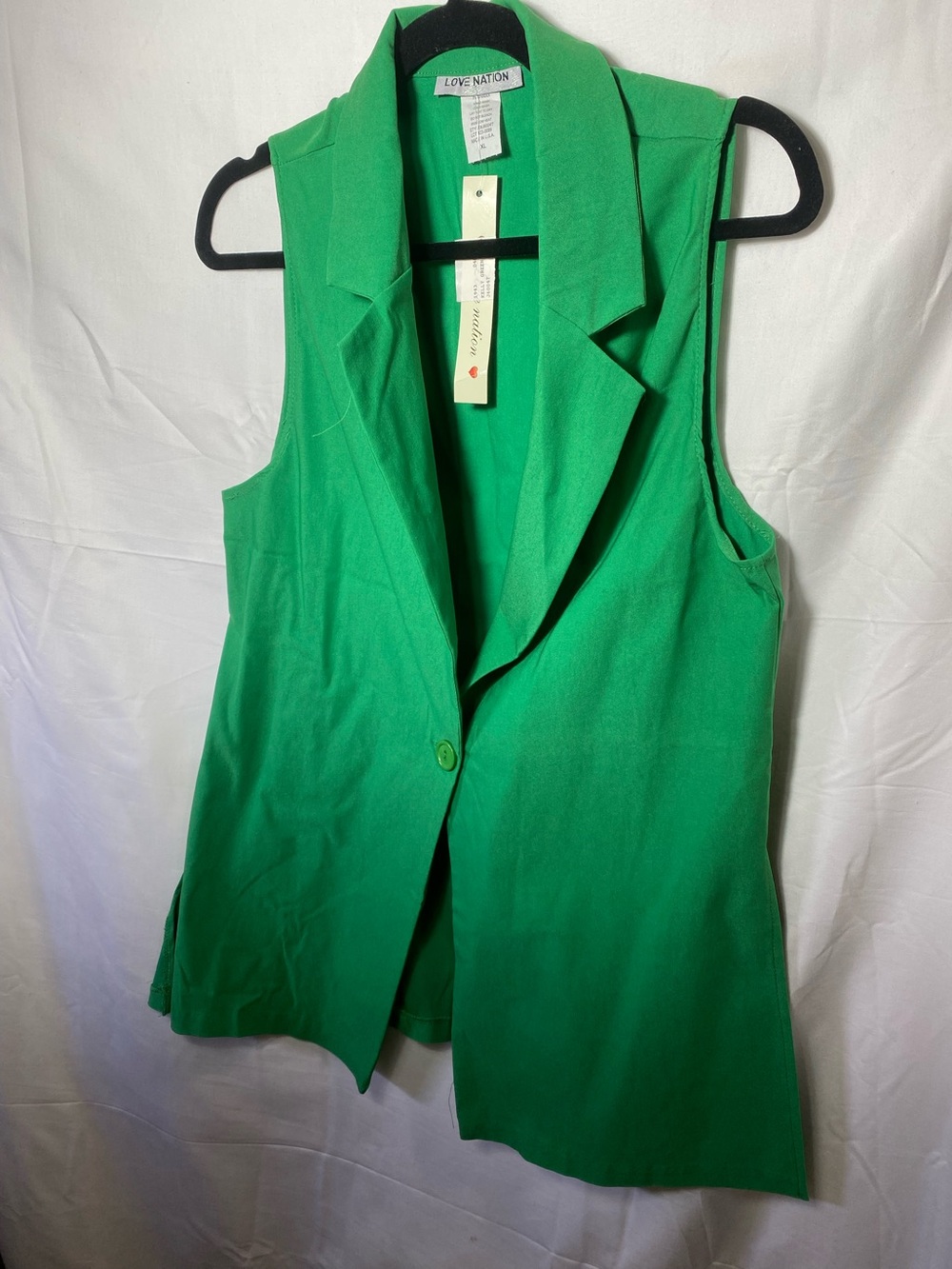 Love Nation Bright Green Sleeveless Blazer Vest